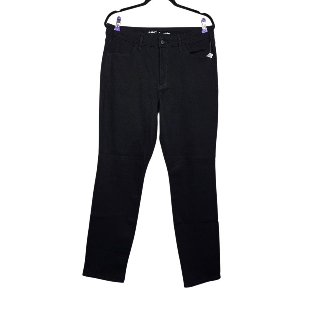 Old Navy Womens Black High-Rise Wow Straight Leg Denim Jeans Size 12 NWOT